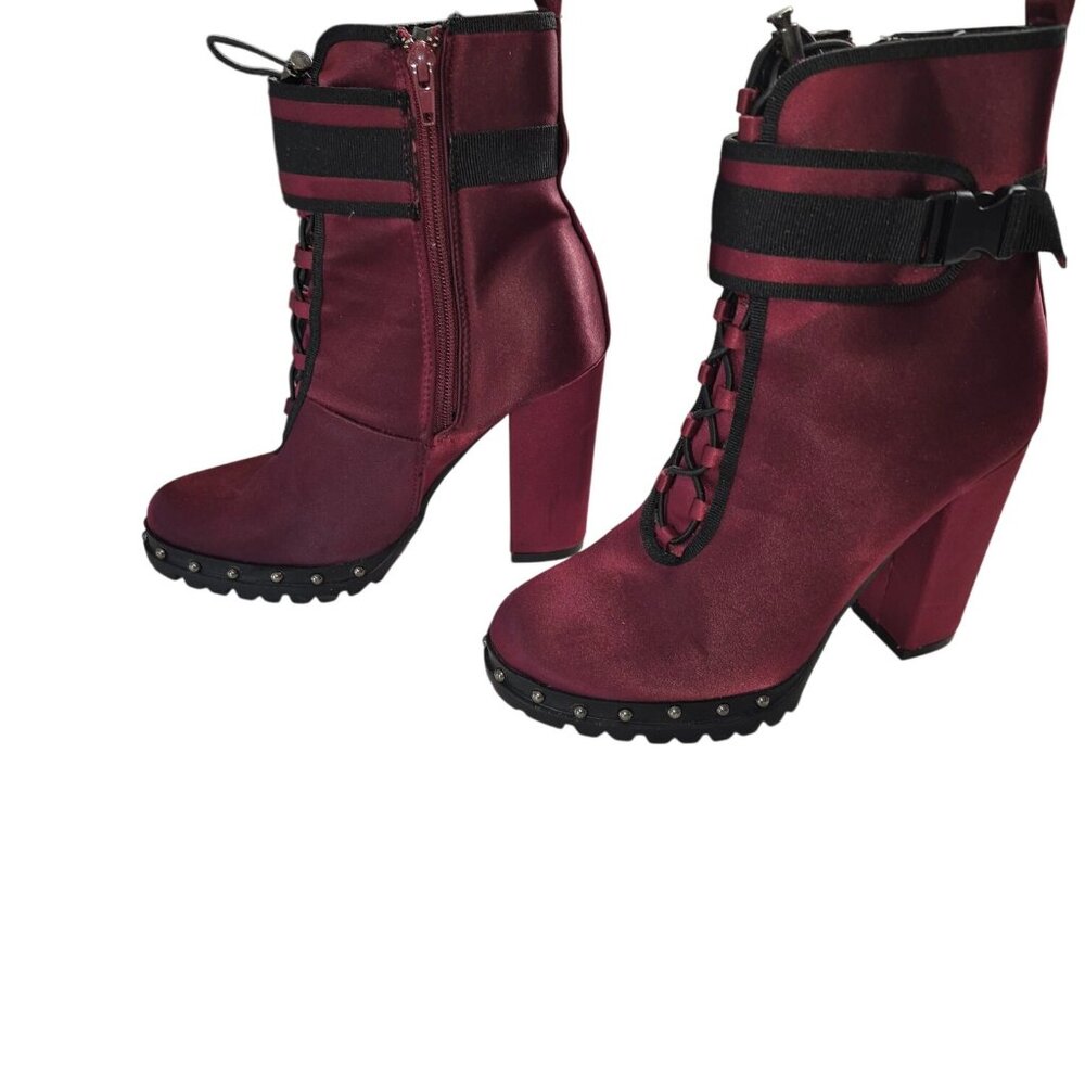Lug Sole Snow Booties Size 7 Waterproof Chunky Heel Platform with Drawstring - Picture 5 of 7